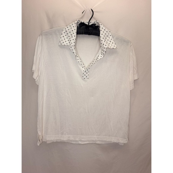 RED Valentino Tops - R.E.D. Valentino - Polka Dot Contrast Collar Top - White - M - Womens